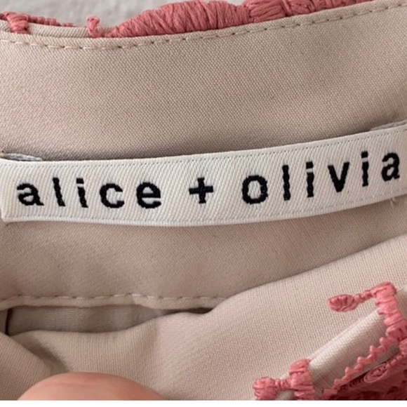 Alice + Oliva Lace Fringe Pink/Coral King Skirt back Zip Sz 0 - Picture 2 of 9